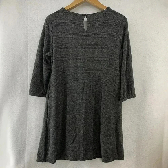 J. Jill Wearever Collection LP Dark‎ Gray Plaid 3/4 Slv Knee Length A-Line Dress - Picture 5 of 9